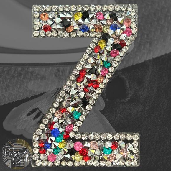 Letter Z Multicolor Rhinestone Iron On Patch - Picture 1 of 2